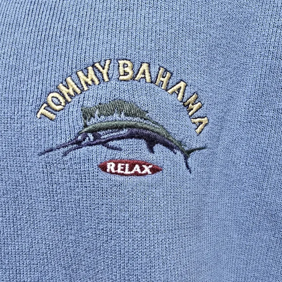 Tommy Bahama Relax 1/4 Zip Sweater Mens M Faded Blue Pullover Sweatshirt - Picture 6 of 13